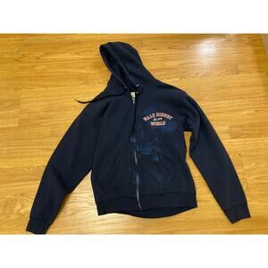 Disney Parks Hoodie Jacket Blue Airbrushed Mickey Mouse Full Zip. Size Small